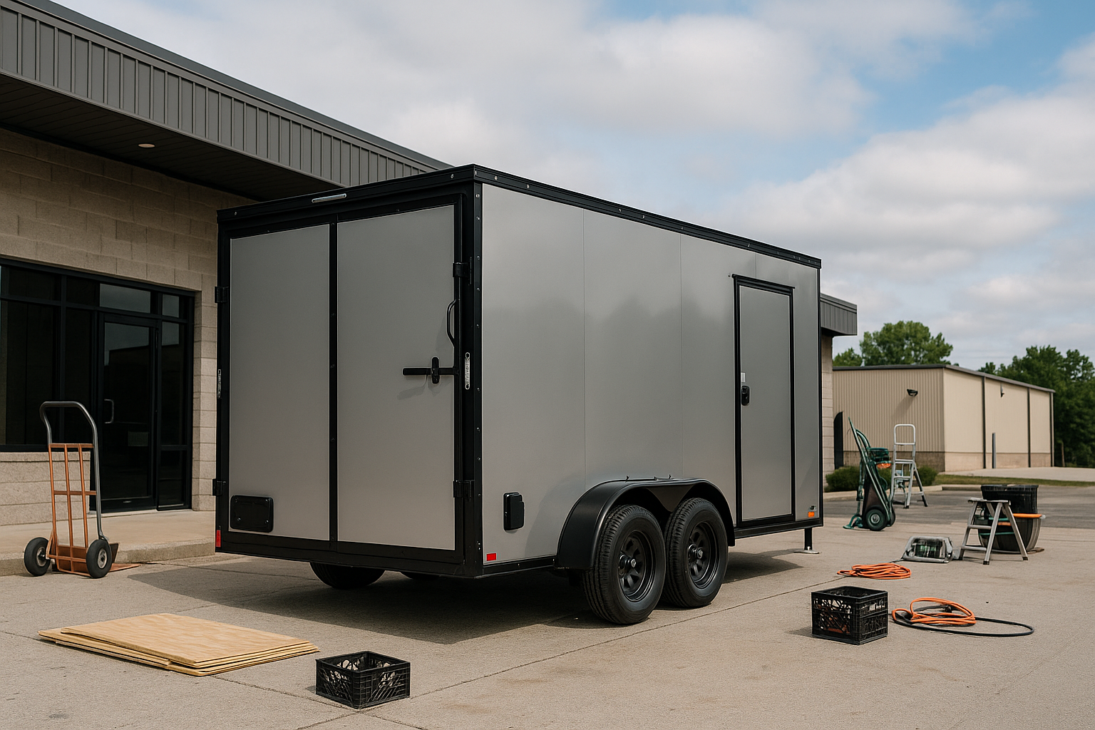 Custom cargo trailer ready for loading