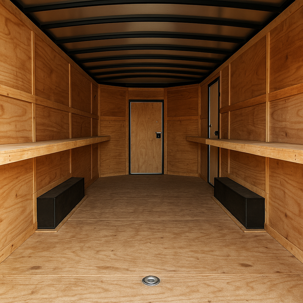 Organized interior of a cargo trailer
